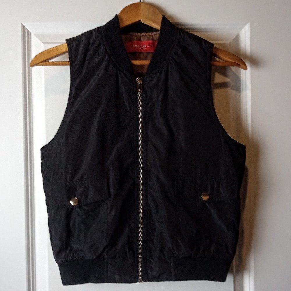 Akira Chicago Black Zip Front Vest